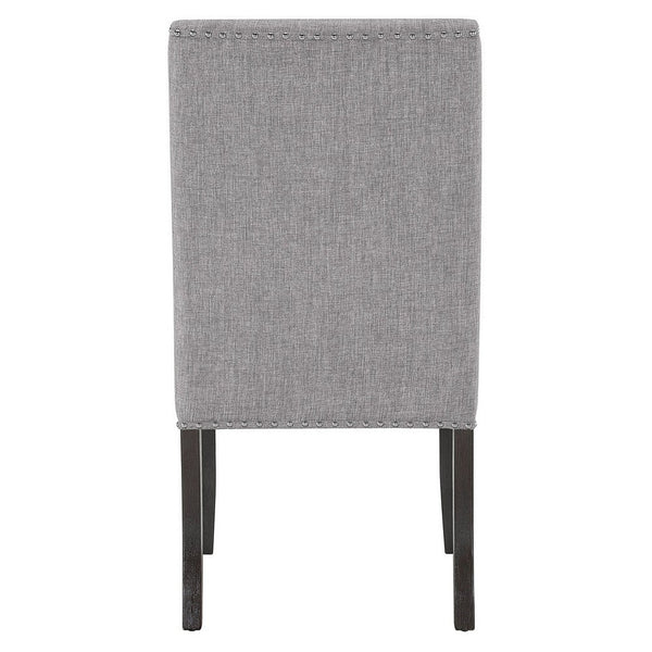 Amber 27 Inch Dining Side Chair Set of 2, Cushioned Gray Fabric Upholstery - BM310203