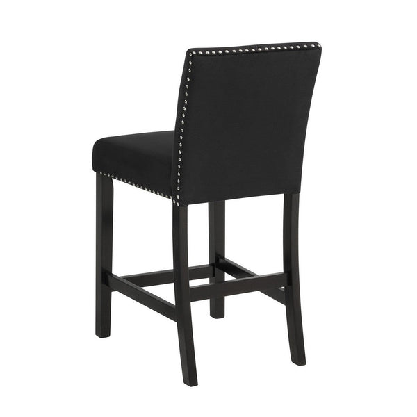 Jordan 24 Inch Counter Side Chair Set of 2, Velvet Upholstery, Wood, Black - BM310206