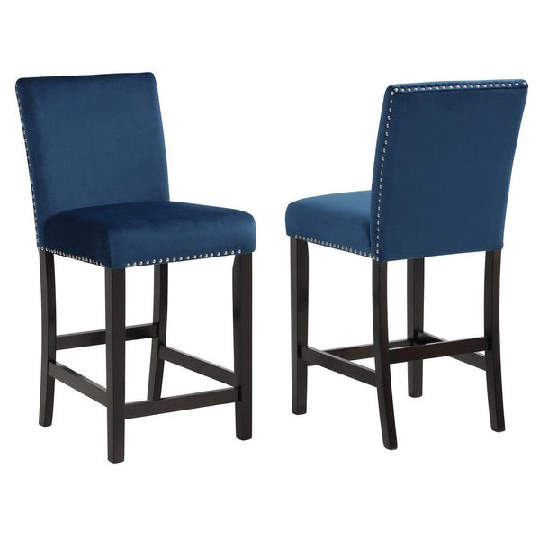Jordan 24 Inch Counter Height Side Chair Set of 2, Fabric Upholstery, Blue - BM310207