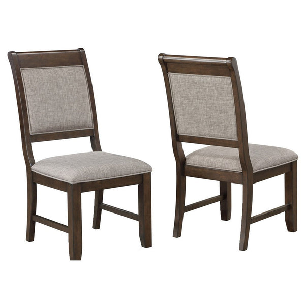 Dylan 20 Inch Side Chair Set of 2, Gray Fabric Upholstery, Brown Wood - BM310215