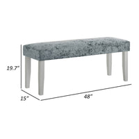 Liam 48 Inch Dining Bench, Wood, Cushioned Gray Fabric Upholstered Seat - BM310219