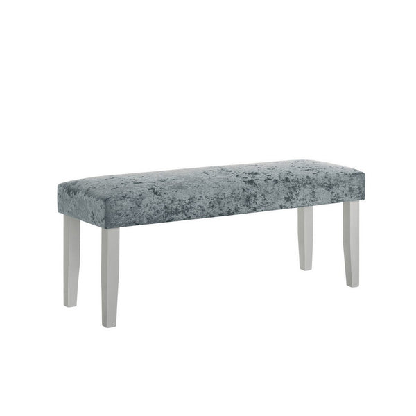 Liam 48 Inch Dining Bench, Wood, Cushioned Gray Fabric Upholstered Seat - BM310219