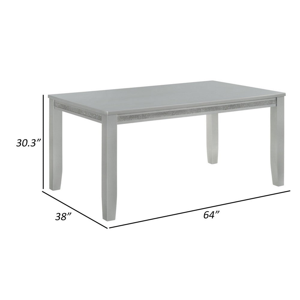 Liam 64 Inch Dining Table, Spacious Rectangular Top, Gray Wood Frame - BM310221