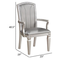 Scott 23 Inch Dining Armchair Set of 2, Gray Faux Leather and Taupe Wood - BM310226