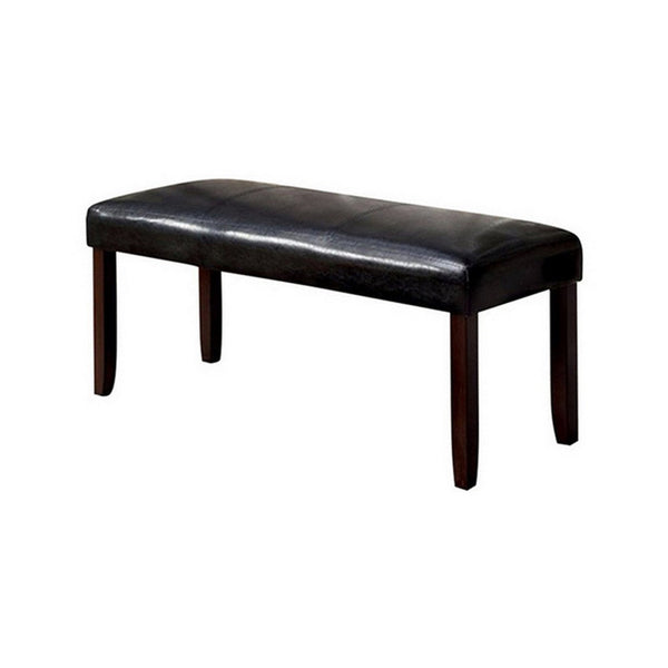 Oliver 46 Inch Bench, Leather Upholstery, Wood Frame, Soft Cushion, Black - BM310233