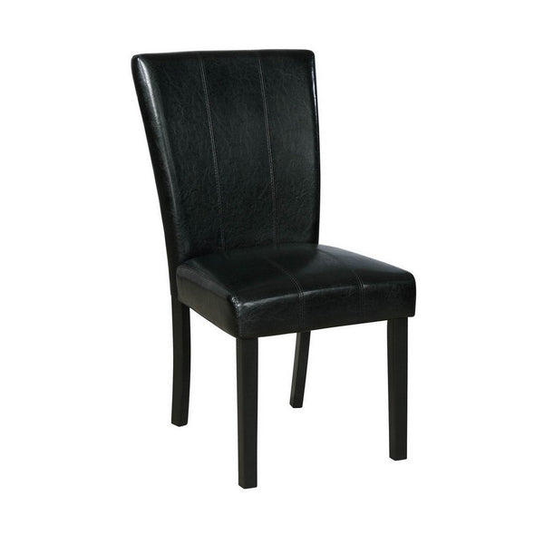 Tristan 38 Inch Side Chair Set of 2, Faux Leather, Wood Frame, Black - BM310236