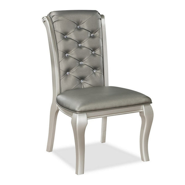 Harrison 20 Inch Side Chair Set of 2, Classic Tufted Faux Leather, Gray - BM310244