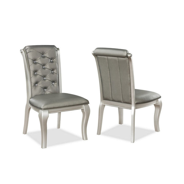 Harrison 20 Inch Side Chair Set of 2, Classic Tufted Faux Leather, Gray - BM310244