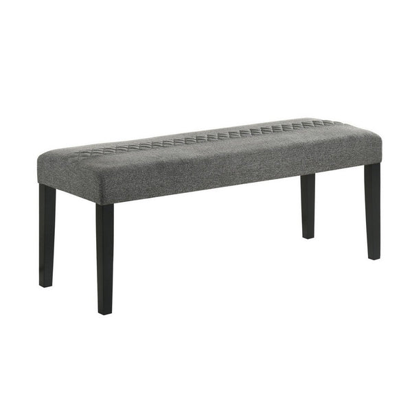 Nicole 46 Inch Dining Bench, Wood Frame, Tufted Fabric Upholstery, Gray - BM310250