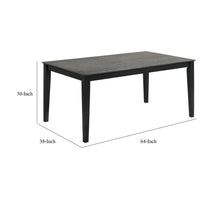 Nicole 64 Inch Dining Table, Wood Frame, Rectangular Top, Gray, Black - BM310252
