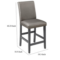 Scarlett 26 Inch Counter Height Chair Set of 2, Plush Gray Faux Leather - BM310259