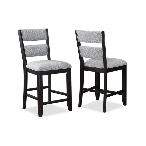Kara 26 Inch Counter Height Chair Set of 2, Wood Frame, Upholstered, Gray - BM310266