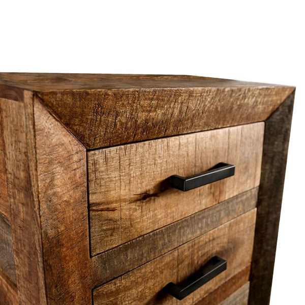 Agon 45 Tall Dresser Chest, 5 Drawers, Mango Wood, Natural Brown Finish - BM311044