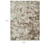 Ica 5 x 7 Area Rug, Non Slip Canvas Backing, Tie Dye Polyester, Beige - BM311083