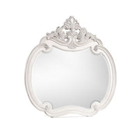 Hailey 48 x 49 Buffet Mirror, Round Wood Frame, Carved Crown Top, Mist Gray - BM311121