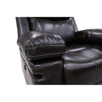 Linden 37 Inch Power Glider Recliner Chair, Plush Brown Faux Leather - BM311477