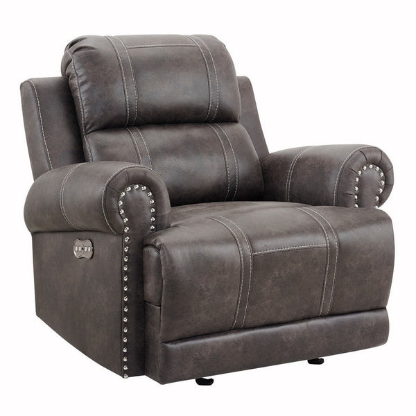 Willow 41 Inch Manual Recliner Chair, Faux Leather Upholstery, Walnut Brown - BM311486