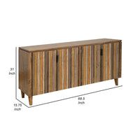 Texu 69 Inch Sideboard Console, Pine Wood, Pedant Handles, Brown, Yellow - BM311491