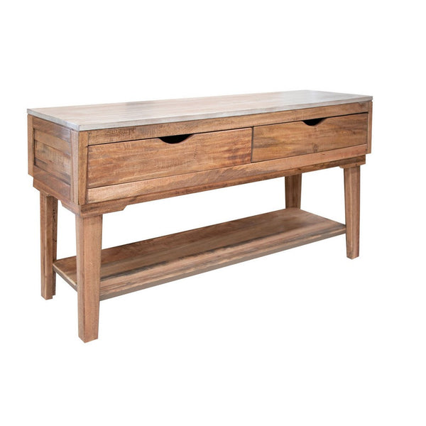 Asic 67 Inch Bar Height Sofa Table, Natural Brown Mango Wood, Grain Details - BM311499