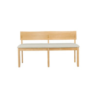 Celi 53 Inch Dining Bench, Cream Fabric Seat, Natural Brown Wood Frame - BM311520