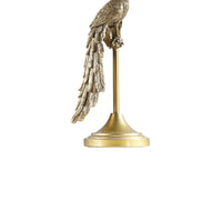 29 Inch Peacock Table Lamp, Gold Polyresin Sculpture, Black Drum Shade - BM311595