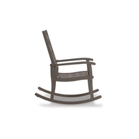 Emin 38 Inch Rocking Chair, Outdoor Resin Wicker Seat, Gray Wood Frame - BM311597