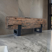 47 Inch Accent Bench, Log Design Solid Wood Seat, Classic Brown Finish - BM311664