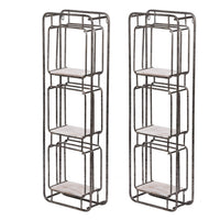 36 Inch Shelves Set of 2, 3 Tier Design, Iron Frame, Wood, Gray Finish - BM311673