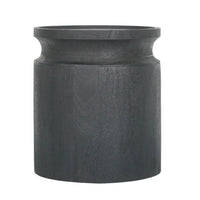 16 Inch Side End Table, Modern Cylinder Jar Like Design, Mango Wood, Black - BM311676
