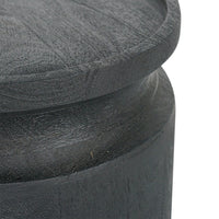 16 Inch Side End Table, Modern Cylinder Jar Like Design, Mango Wood, Black - BM311676