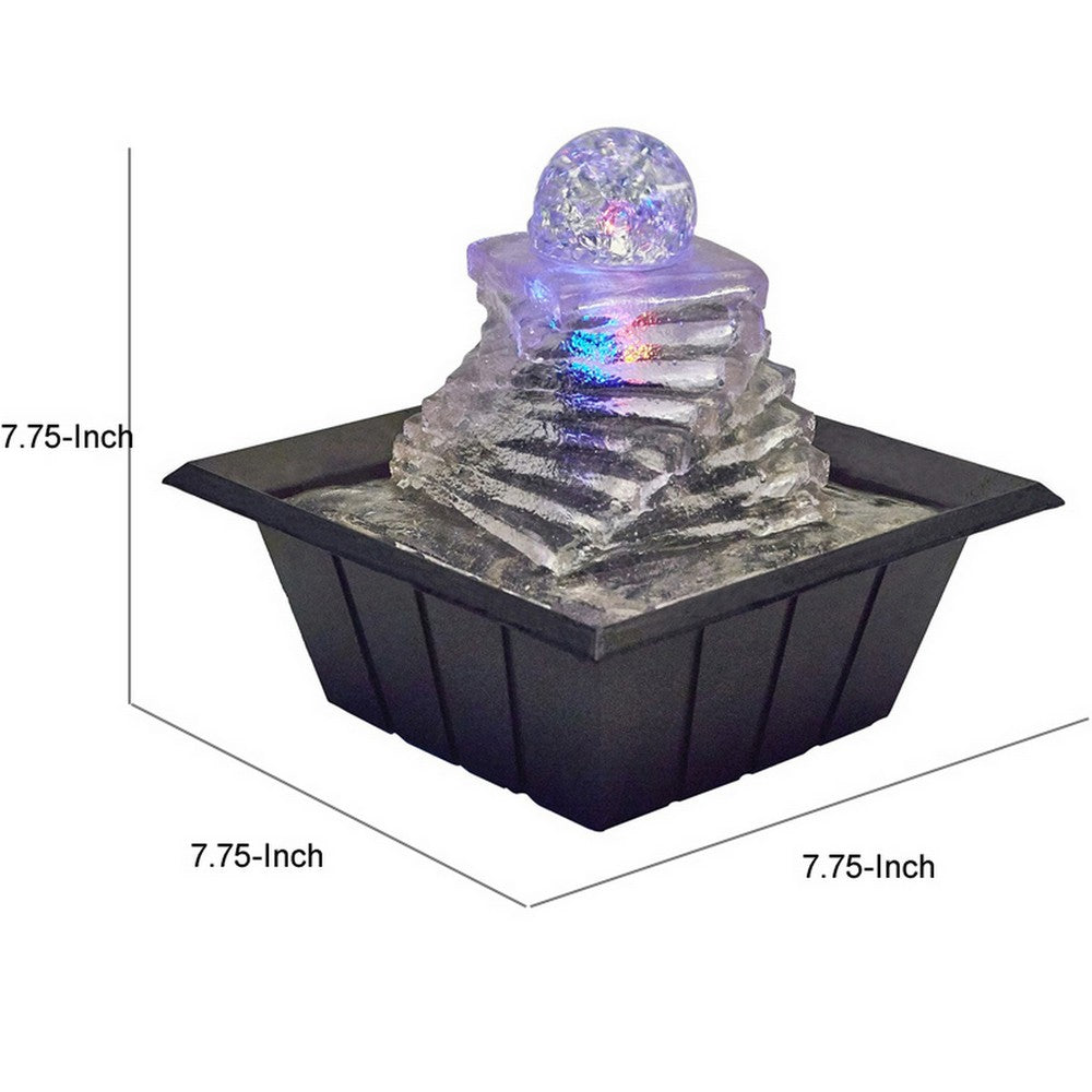 Sumi 8 Inch Spiral Ice Tabletop Water Fountain, Glass Ball Multicolor Black - BM311751