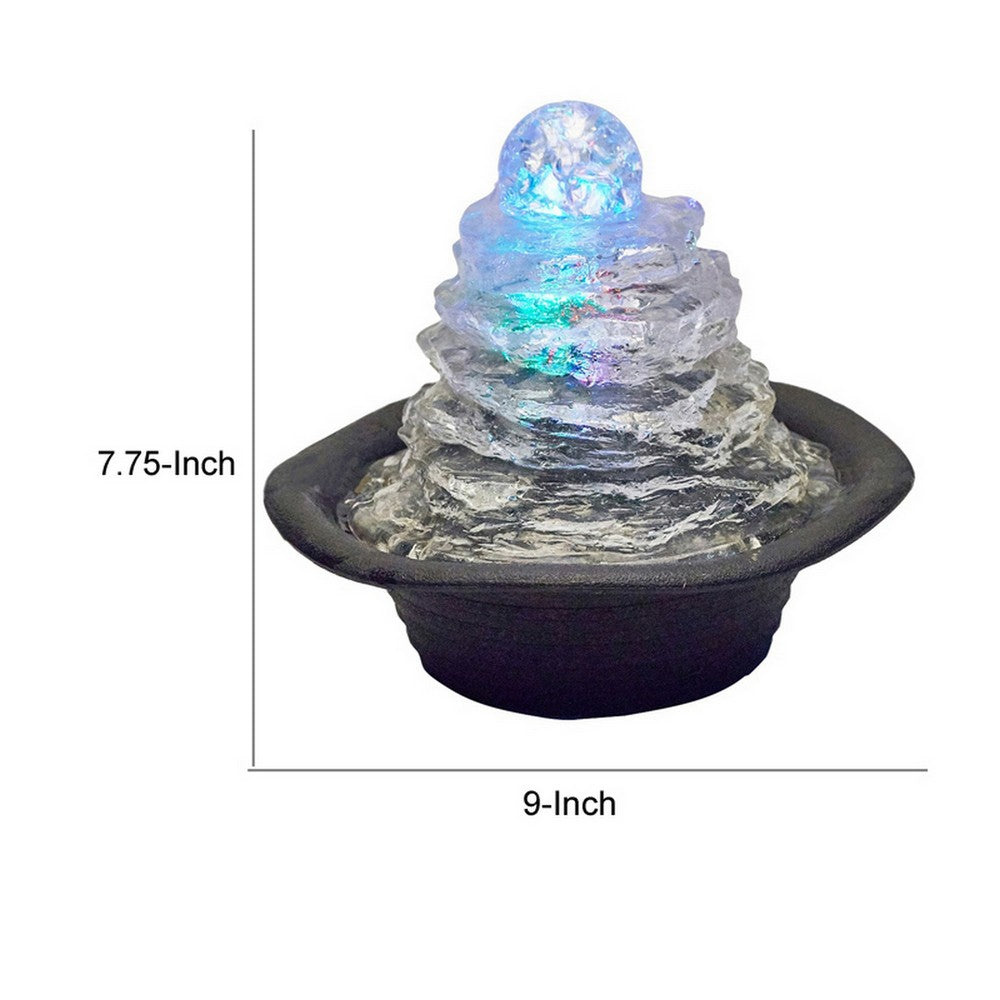 Sumi 9 Inch Ice Tabletop Water Fountain, Rock Climb Glass Ball, Multicolor - BM311752