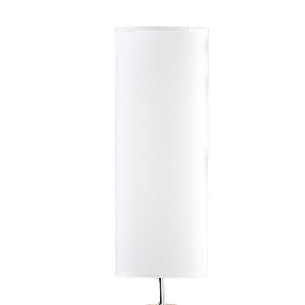 58 Inch Floor Lamp, Tall Glam Drum White Shade, Metal Tripod Body, Brown - BM311758