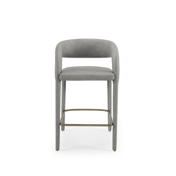 Cid Taya 26 Inch Counter Stool Chair, Tapered Legs, Gray Faux Leather - BM311779