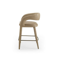 Cid Taya 26 Inch Counter Stool Chair, Tapered Legs, Tan Faux Leather - BM311780