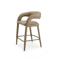 Cid Taya 26 Inch Counter Stool Chair, Tapered Legs, Tan Faux Leather - BM311780