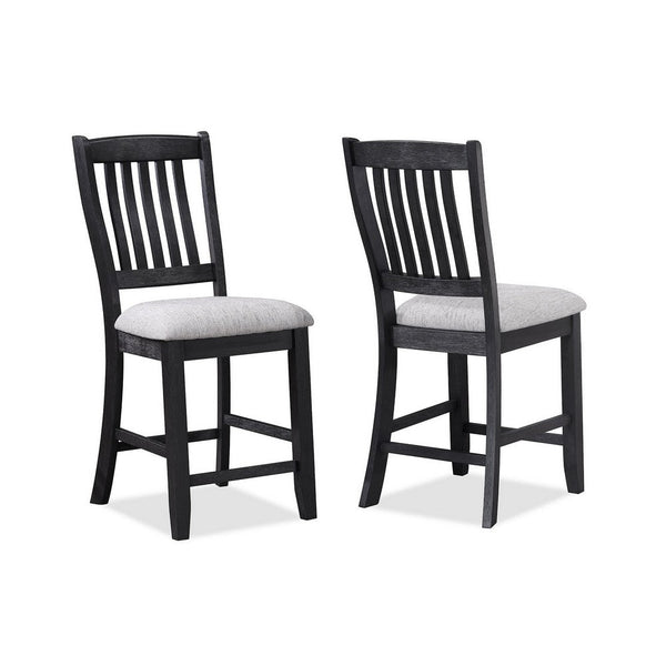 Patricia 42 Inch Counter Height Chair Set of 2, Black Wood, Light Gray - BM311794