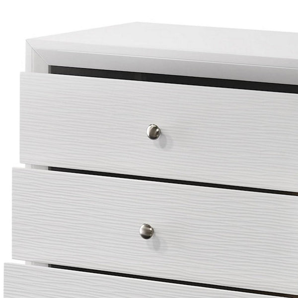 Eve 47 Inch Tall Dresser Chest, 5 Drawers with Metal Knobs, White Wood - BM311821
