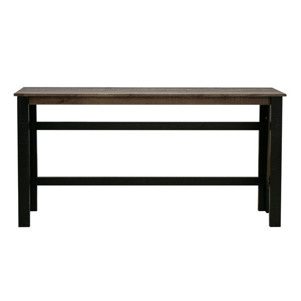 Pola 67 Inch Sofa Table, Transitional Rectangular Top, Gray and Brown Wood - BM311863