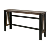 Pola 67 Inch Sofa Table, Transitional Rectangular Top, Gray and Brown Wood - BM311863