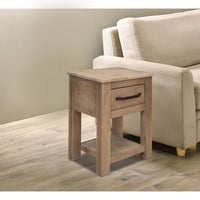 Umey 24 Inch Chairside Table, Drawer, Lower Shelf, Natural Brown Wood - BM311866