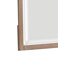 Umey 37 x 38 Inch Dresser Mirror, Beveled, Light Natural Brown Wood Frame - BM311871