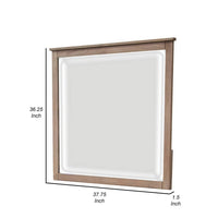 Umey 37 x 38 Inch Dresser Mirror, Beveled, Light Natural Brown Wood Frame - BM311871
