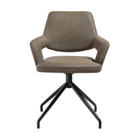 Samy 23 Inch Swivel Dining Chair Set of 2, Curved Back, Brown, Black Legs - BM311900