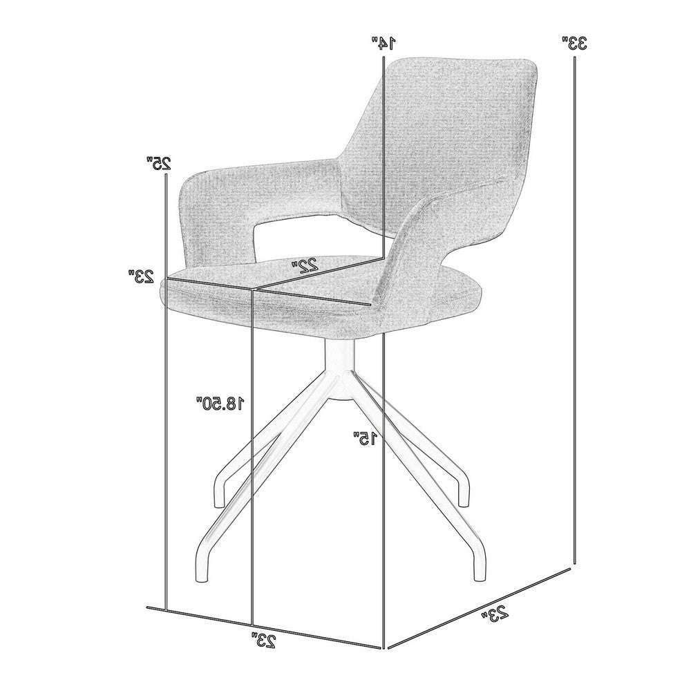Samy 23 Inch Swivel Dining Chair Set of 2, Curved Back, Brown, Black Legs - BM311900