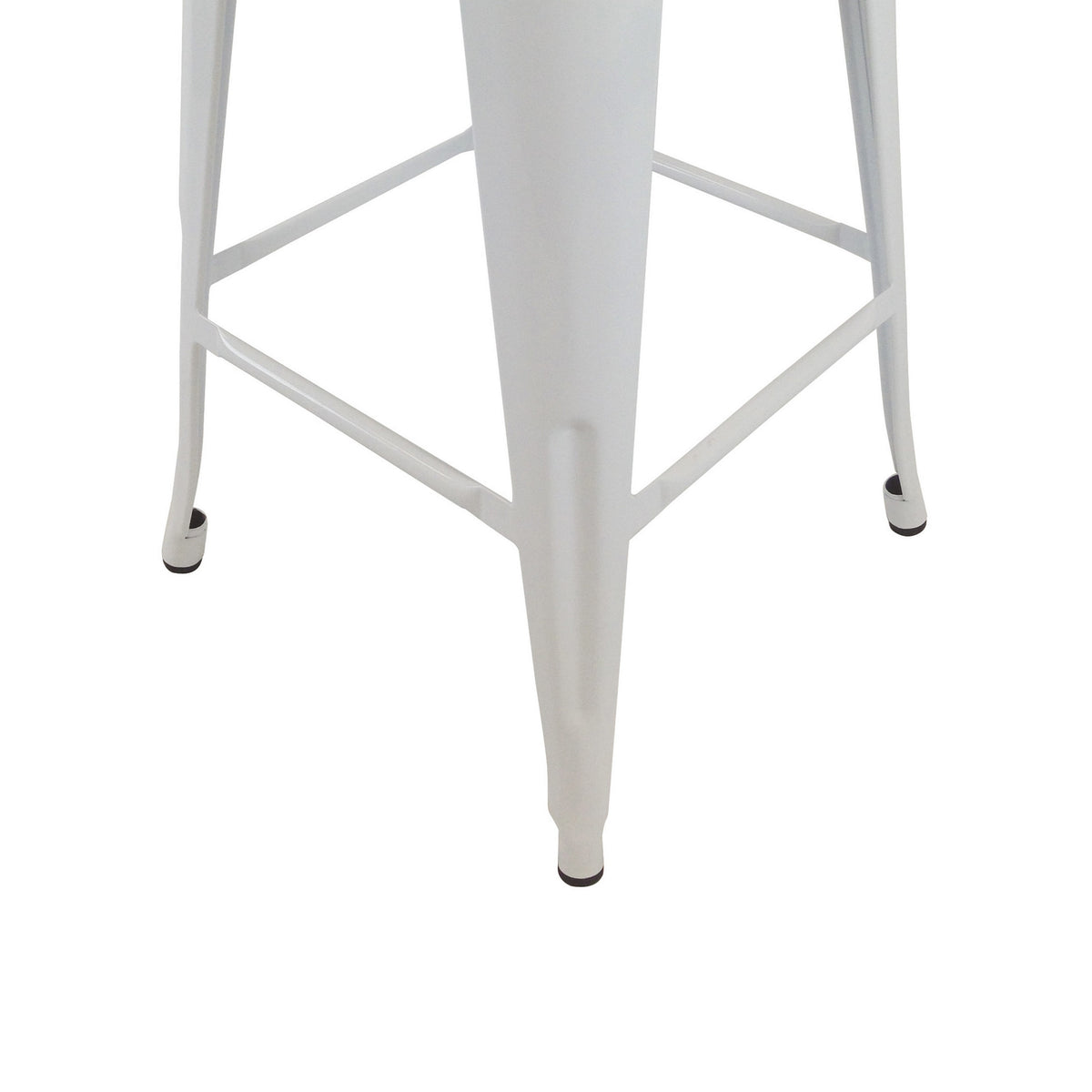 30 Inch Barstool, Tapered Legs, Sleek Footrests, Modern White Metal Finish - BM311903