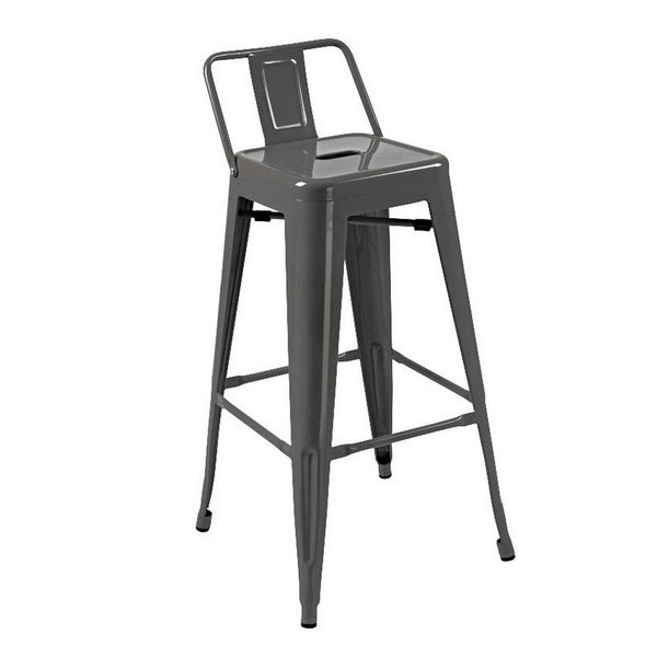 Giri 30 Inch Barstool Chair, Low Backrest, Tapered Legs, Dark Gray Metal - BM311904