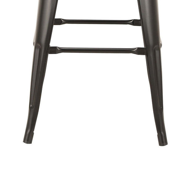 Giri 30 Inch Barstool Chair, Footrest and Tapered Legs, Black Metal Finish - BM311905