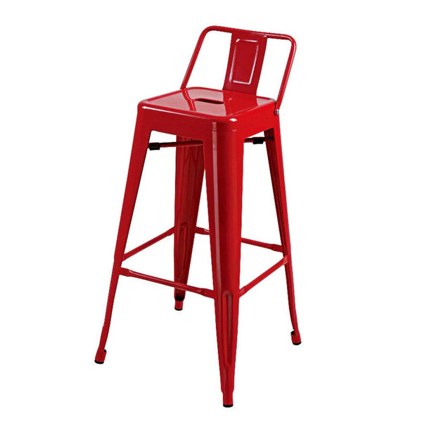 Giri 30 Inch Barstool Chair, Footrest and Tapered Legs, Red Metal Finish - BM311907