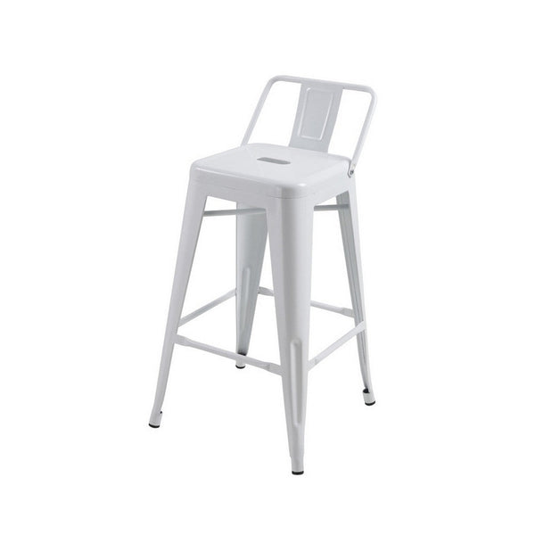 Giri 30 Inch Barstool Chair, Footrest and Tapered Legs, White Metal Finish - BM311908